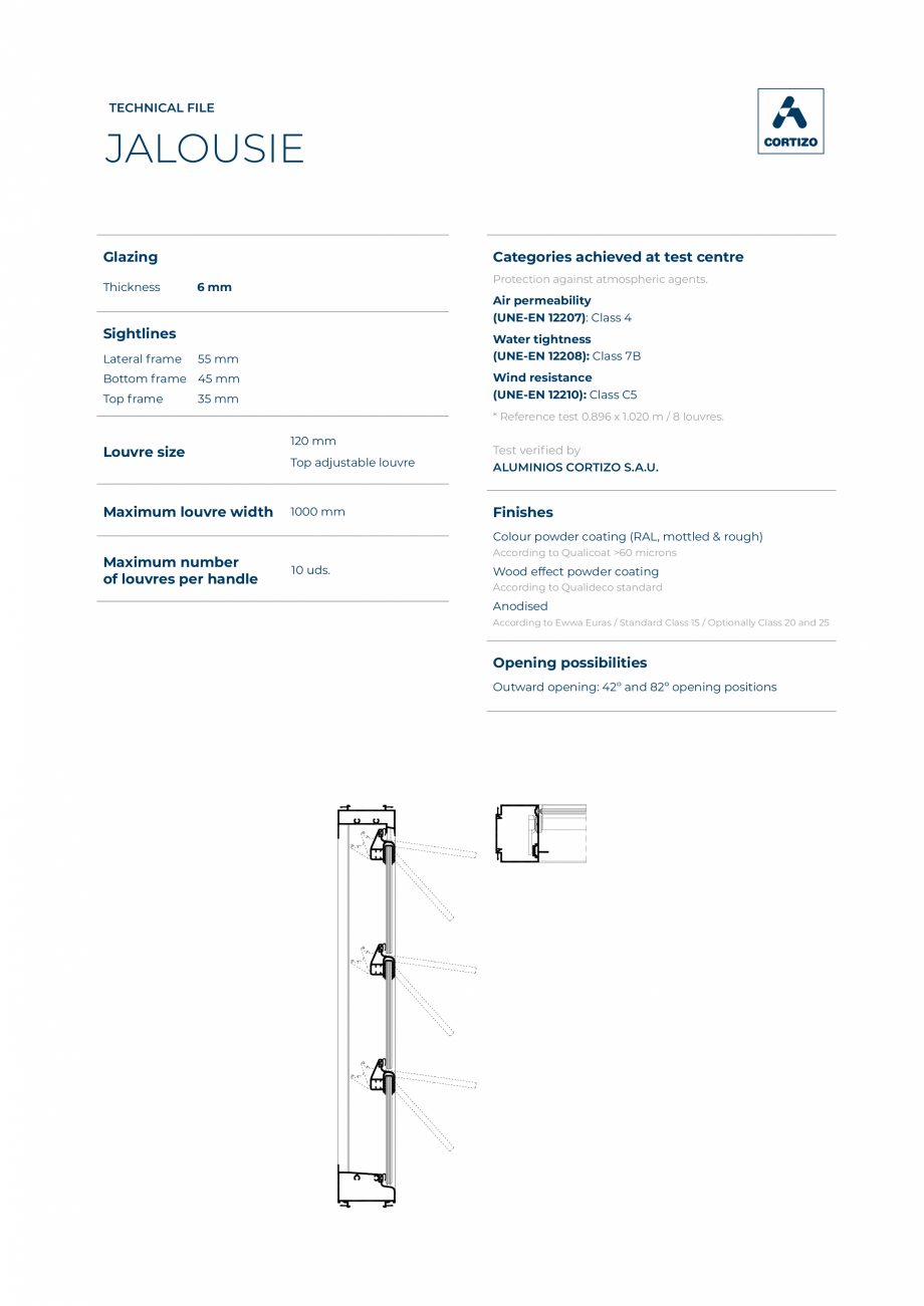 Pagina 1-Sisteme cu lamele mobile din sticla sau aluminiu BATI-AL  Jalousie Fisa tehnica Engleza TECHNICAL...