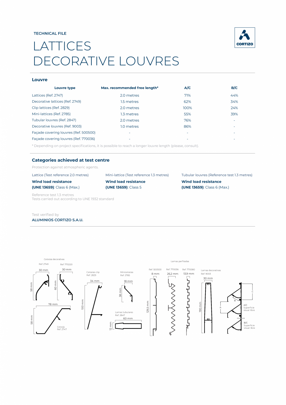 Pagina 1-Lamele decorative pentru fatade si interioare BATI-AL  Fisa tehnica Engleza TECHNICAL FILE

LATTICES...