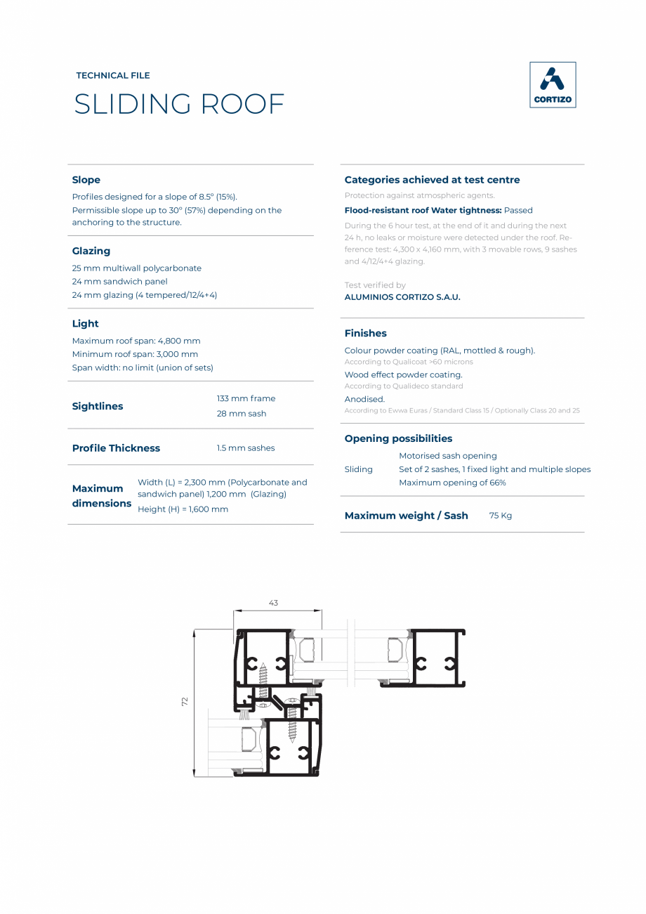 Pagina 1-Acoperis Mobil BATI-AL  Cortizo - Acoperis mobil Fisa tehnica Engleza TECHNICAL FILE

SLIDING ROOF...
