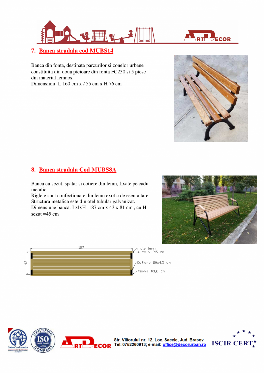 Pagina 6-Catalog mobilier urban ART DECOR Catalog, brosura Romana 300 cm x H 80 cm
c

24. Cos de gunoi MCG2-A...