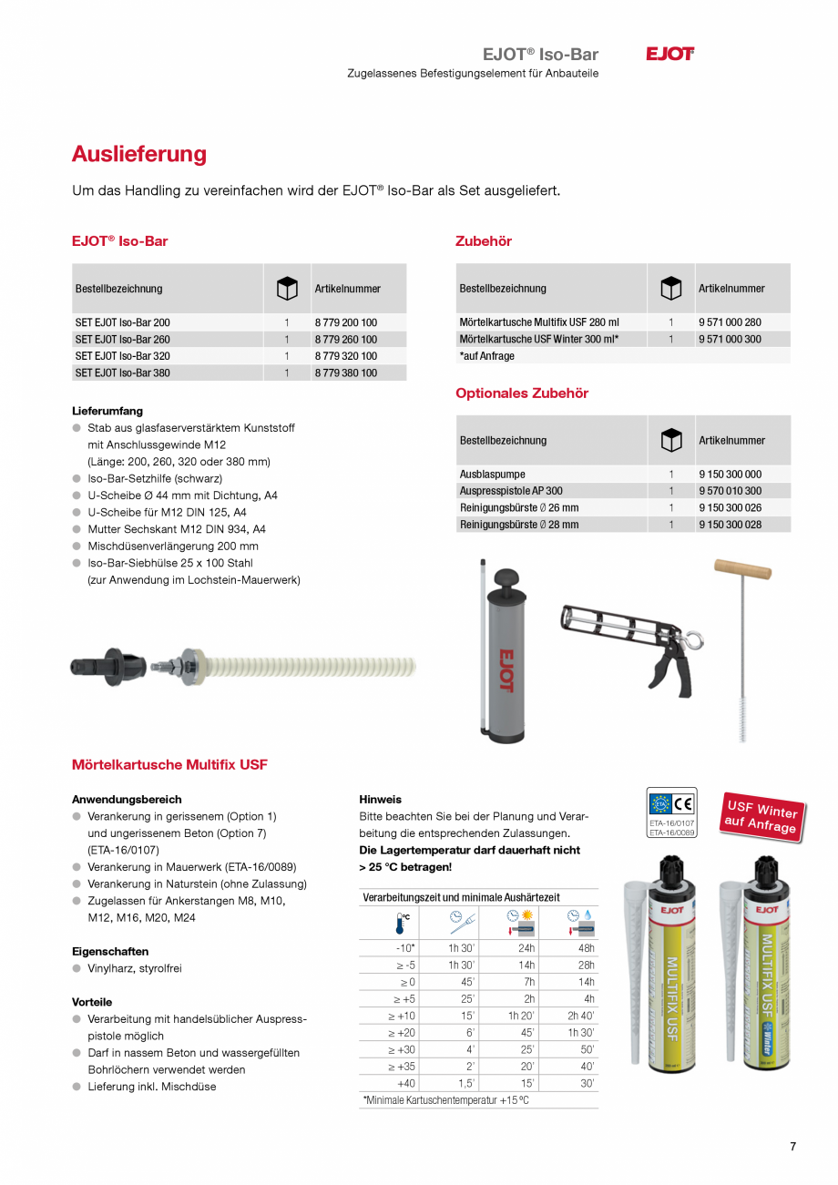 Pagina 7-Brosura ancora de fatada EJOT Iso-Bar Catalog, brosura Germana n, damit die Position der Siebhülse
...