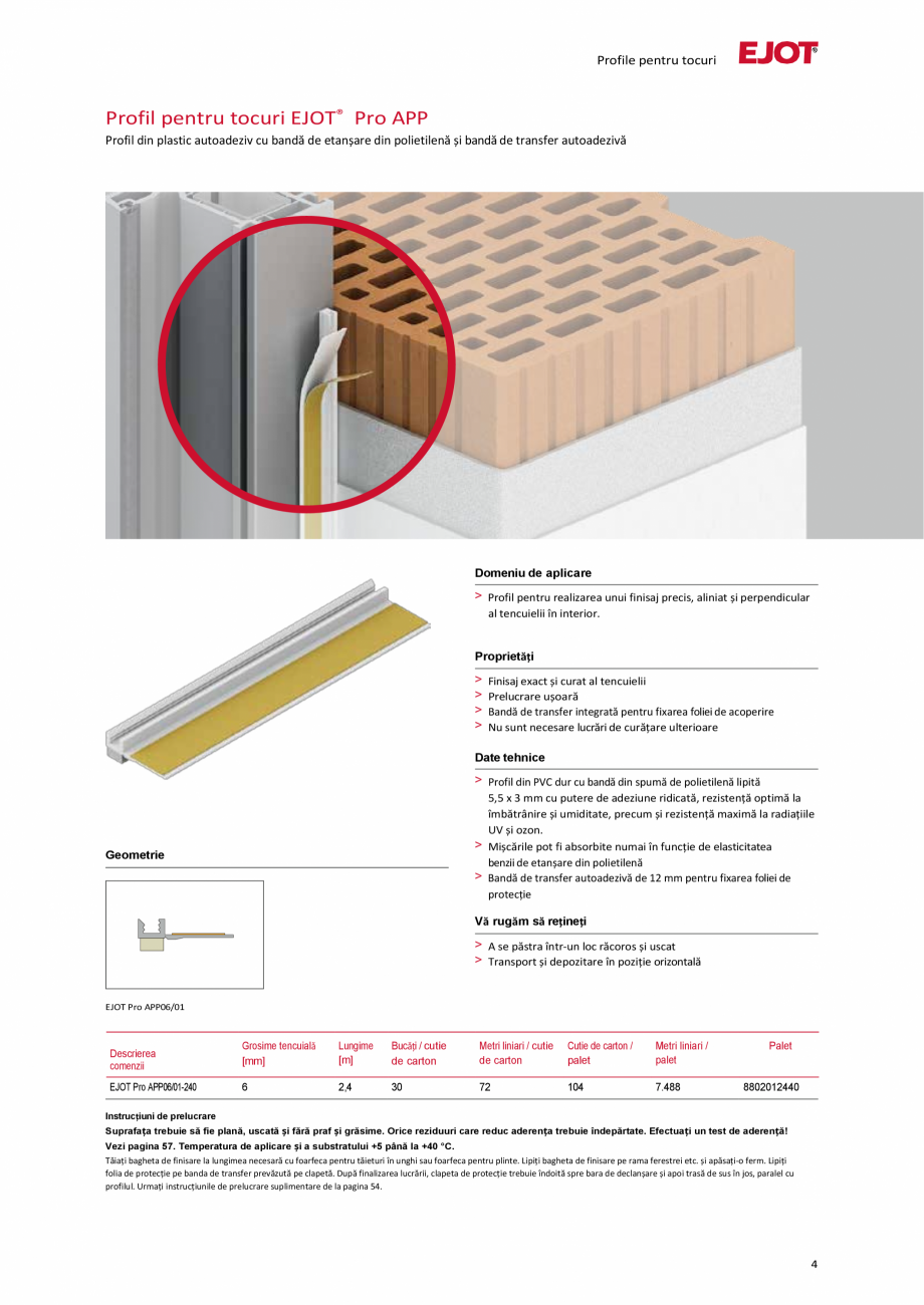 Pagina 4-Profile pentru sisteme compozite de izolație termică exterioară EJOT Pro BSOP-HL / Pro SOP...