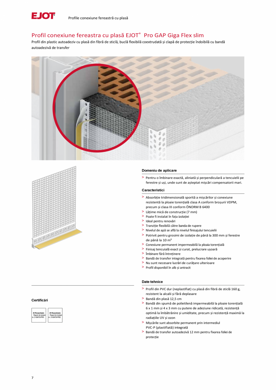 Pagina 7-Profile pentru sisteme compozite de izolație termică exterioară EJOT Pro BSOP-HL / Pro SOP...