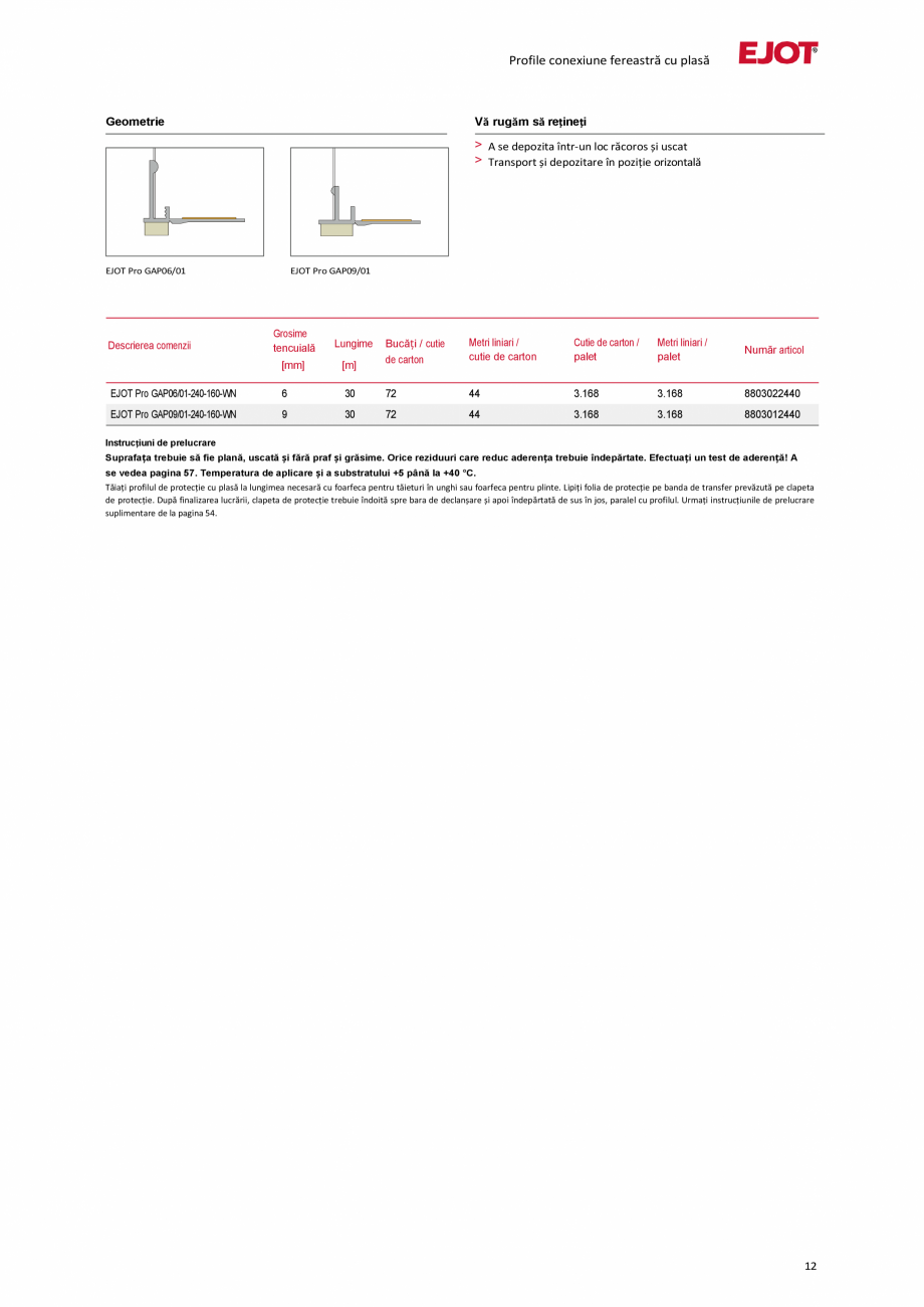 Pagina 12-Profile pentru sisteme compozite de izolație termică exterioară EJOT Pro BSOP-HL / Pro SOP...