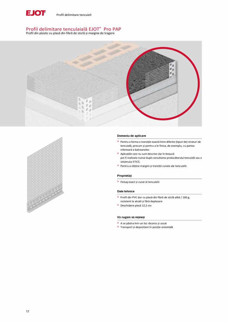 Pagina 17-Profile pentru sisteme compozite de izolație termică exterioară EJOT Pro BSOP-HL / Pro SOP...