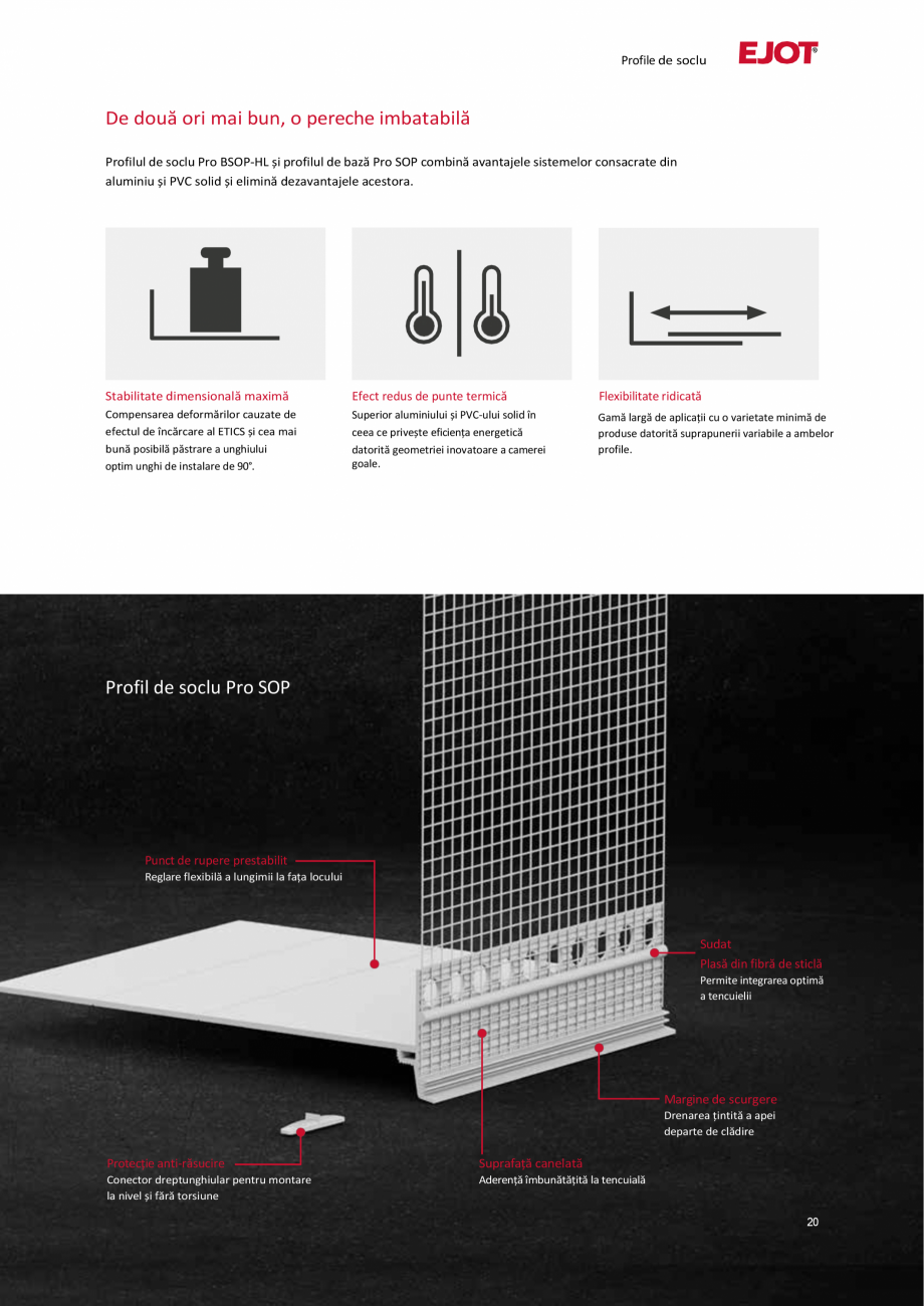 Pagina 20-Profile pentru sisteme compozite de izolație termică exterioară EJOT Pro BSOP-HL / Pro SOP...