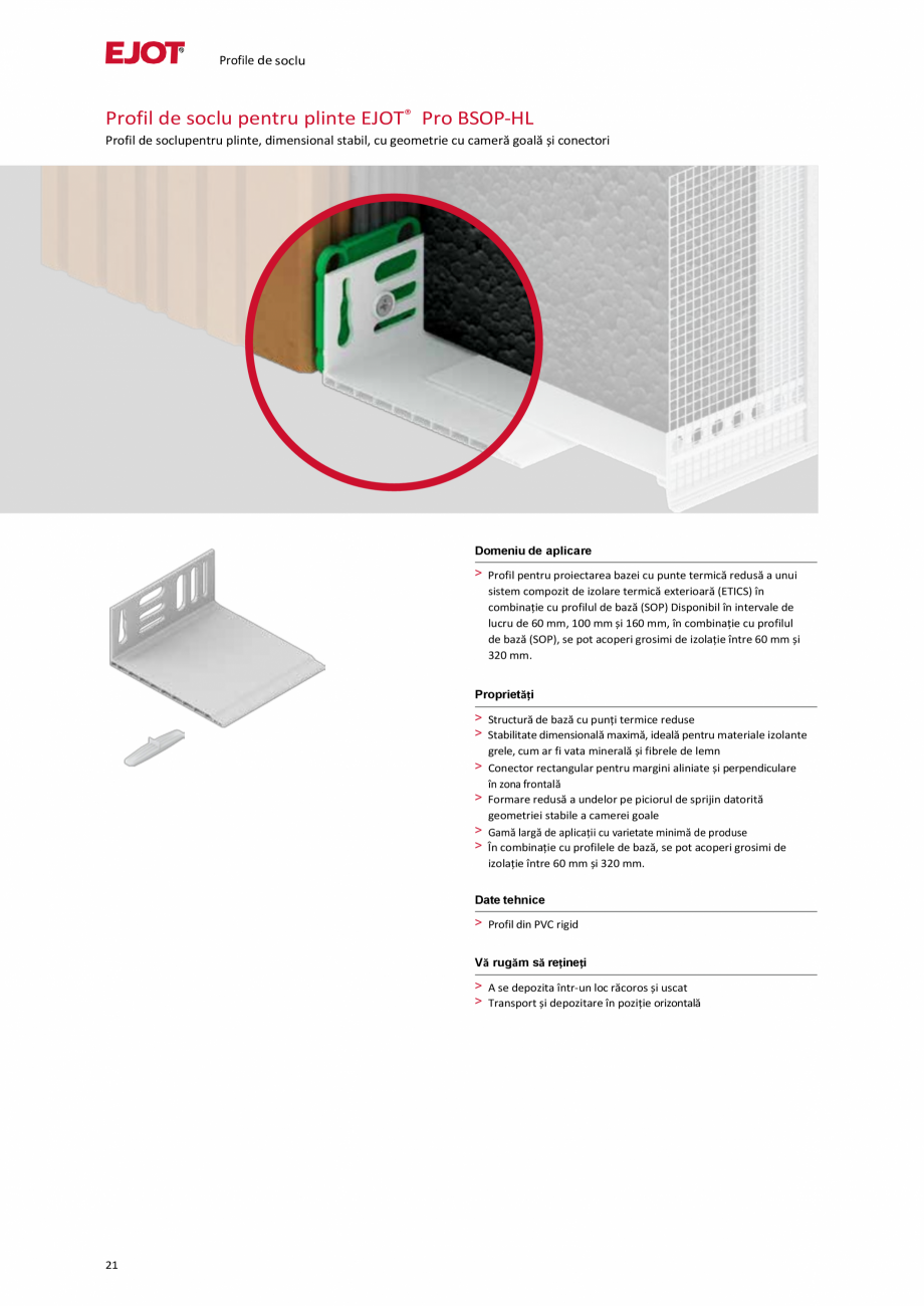 Pagina 21-Profile pentru sisteme compozite de izolație termică exterioară EJOT Pro BSOP-HL / Pro SOP...