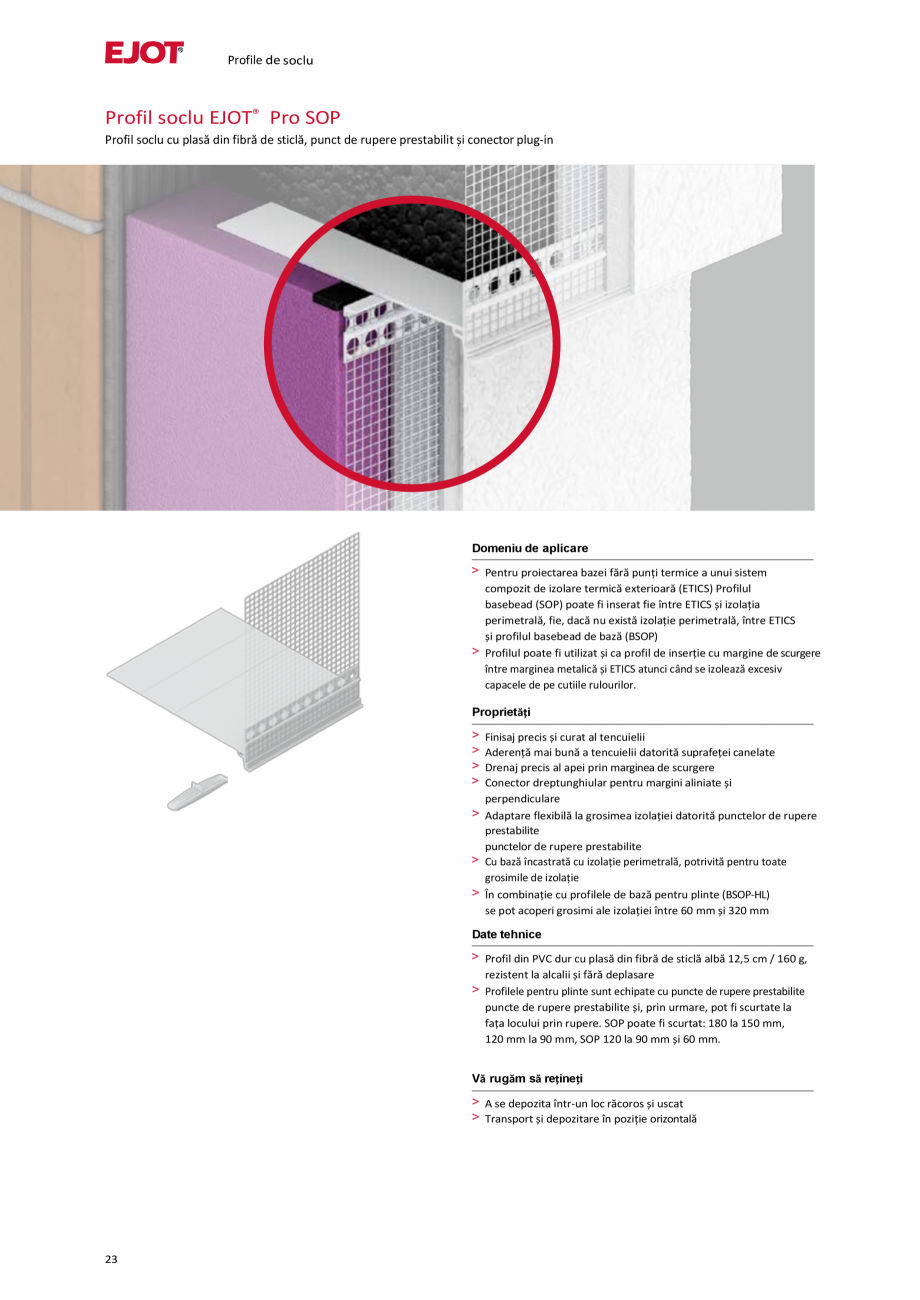 Pagina 23-Profile pentru sisteme compozite de izolație termică exterioară EJOT Pro BSOP-HL / Pro SOP...