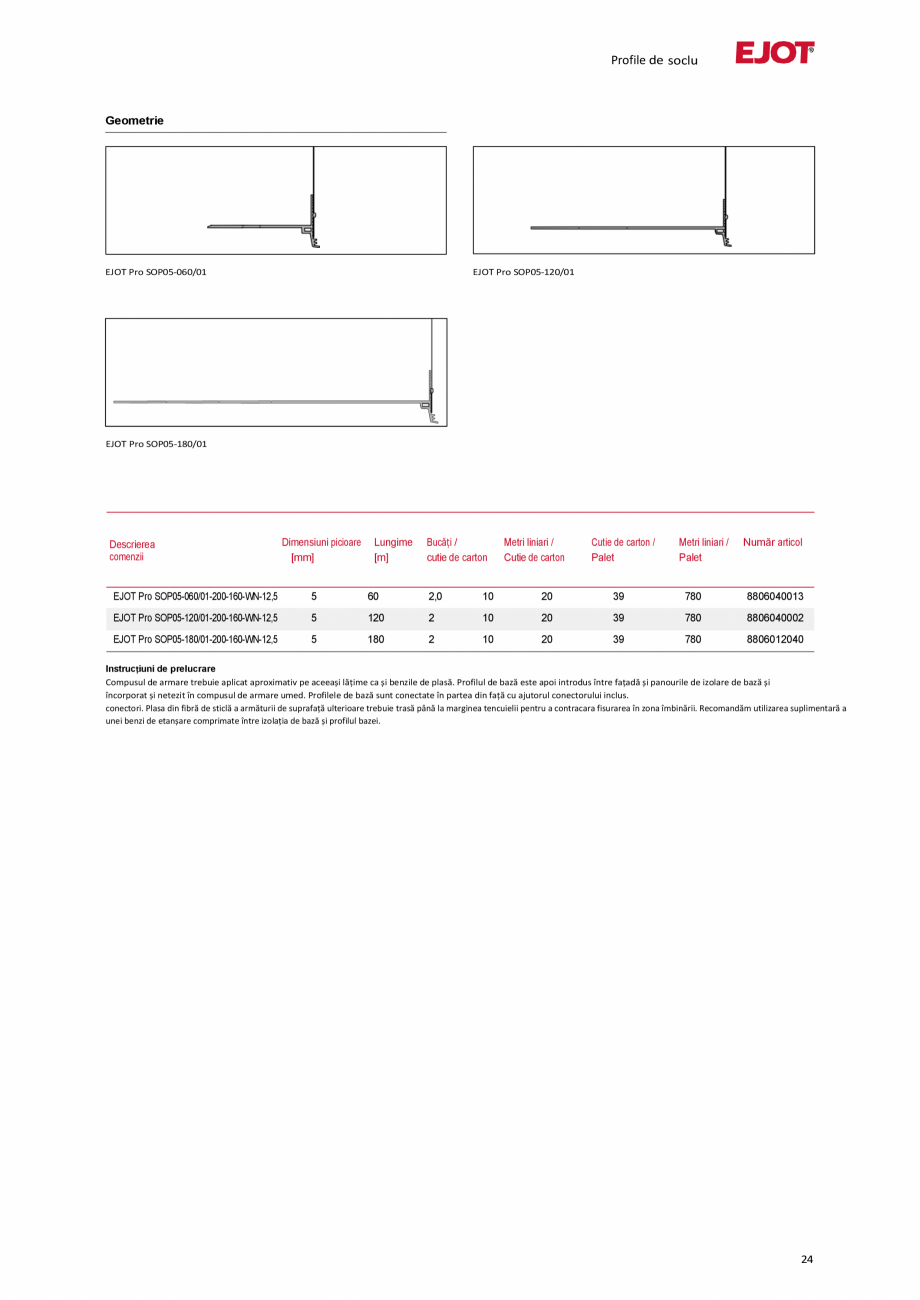 Pagina 24-Profile pentru sisteme compozite de izolație termică exterioară EJOT Pro BSOP-HL / Pro SOP...
