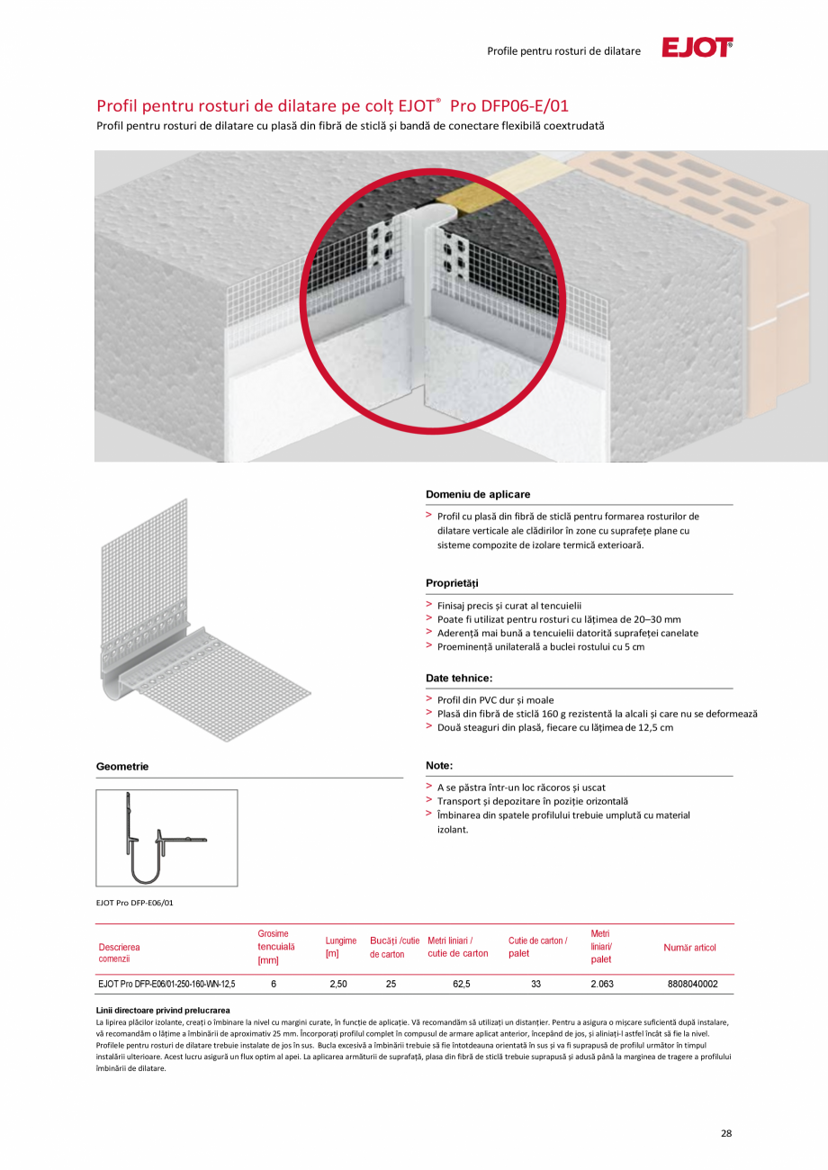 Pagina 28-Profile pentru sisteme compozite de izolație termică exterioară EJOT Pro BSOP-HL / Pro SOP...