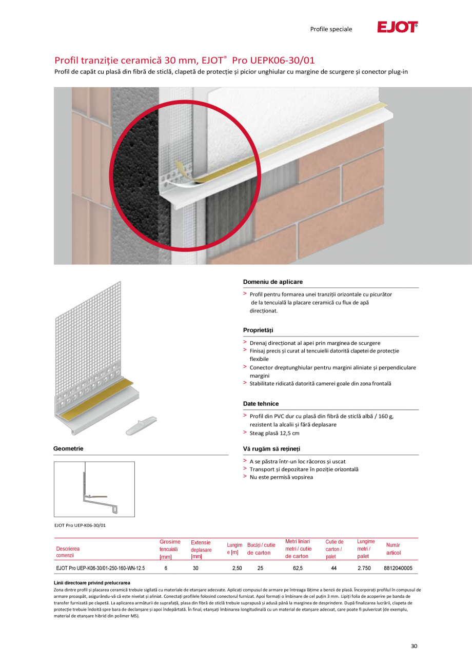 Pagina 30-Profile pentru sisteme compozite de izolație termică exterioară EJOT Pro BSOP-HL / Pro SOP...