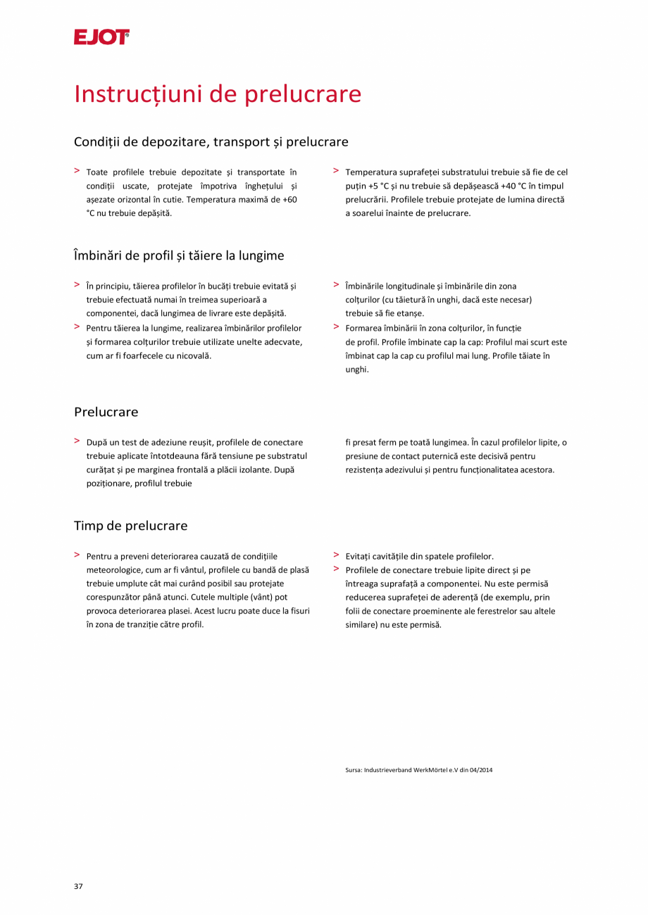 Pagina 37-Profile pentru sisteme compozite de izolație termică exterioară EJOT Pro BSOP-HL / Pro SOP...