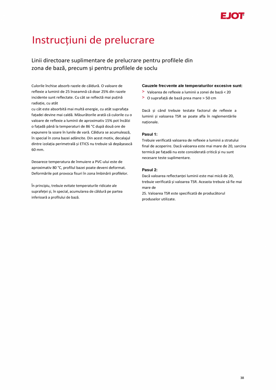 Pagina 38-Profile pentru sisteme compozite de izolație termică exterioară EJOT Pro BSOP-HL / Pro SOP...