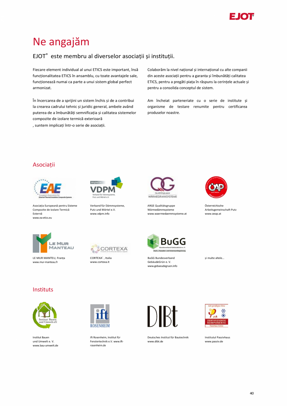 Pagina 40-Profile pentru sisteme compozite de izolație termică exterioară EJOT Pro BSOP-HL / Pro SOP...