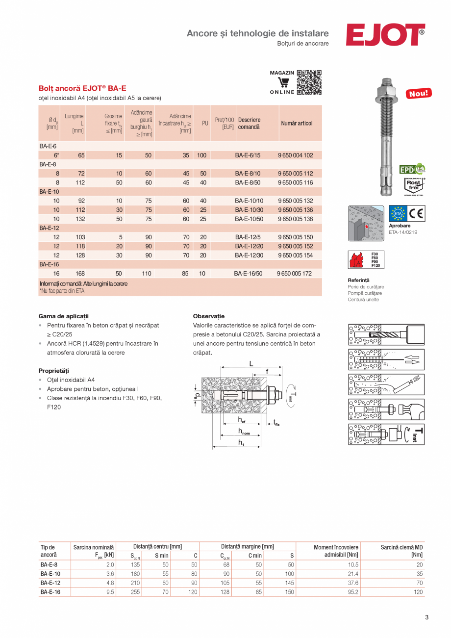 Pagina 3-Ancora metalica pentru fixare in beton fisurat si nefisurat BA EJOT Fisa tehnica Romana la incendiu ...