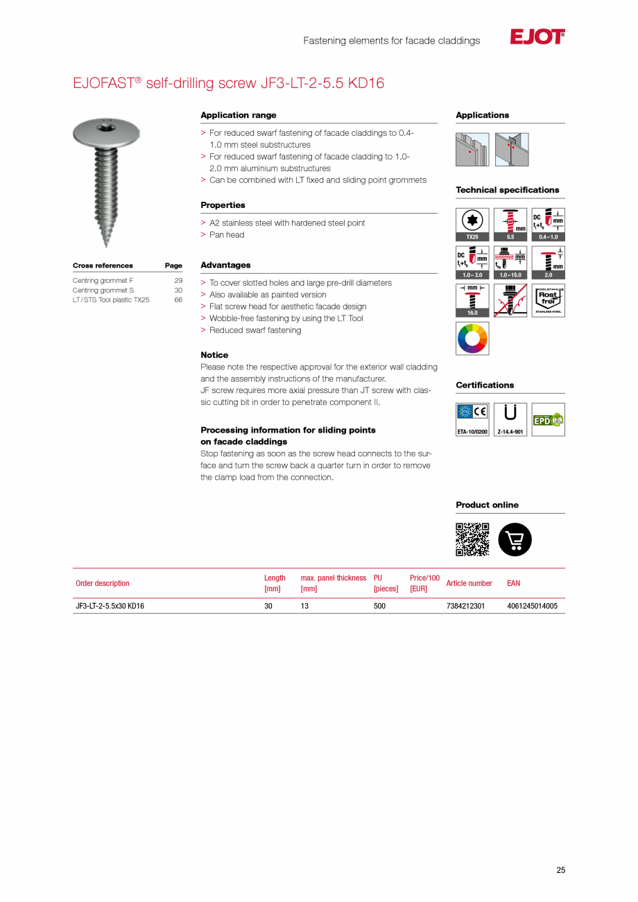 Pagina 25-Fațade cu paravan &icirc;mpotriva ploii EJOT Catalog, brosura Engleza e
59
66

2.0

1,800

1 – 10...