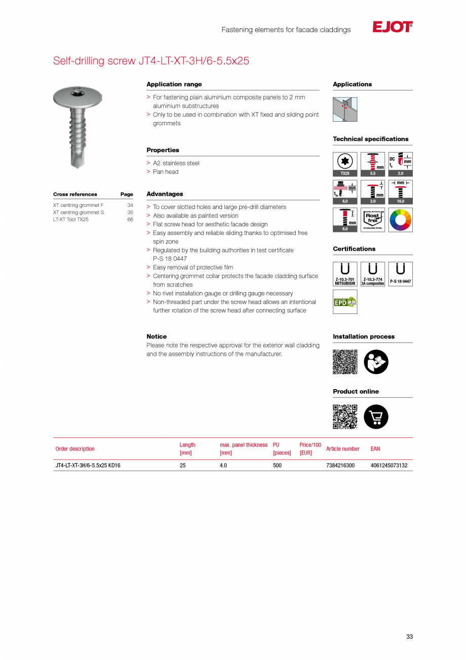 Pagina 33-Fațade cu paravan &icirc;mpotriva ploii EJOT Catalog, brosura Engleza ne efficiently at the shop...