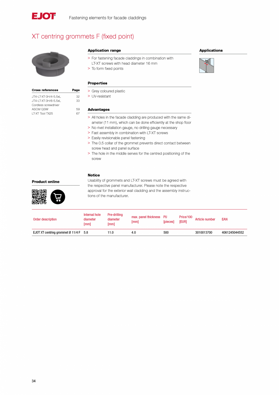 Pagina 34-Fațade cu paravan &icirc;mpotriva ploii EJOT Catalog, brosura Engleza hole
diameter
[mm]
...