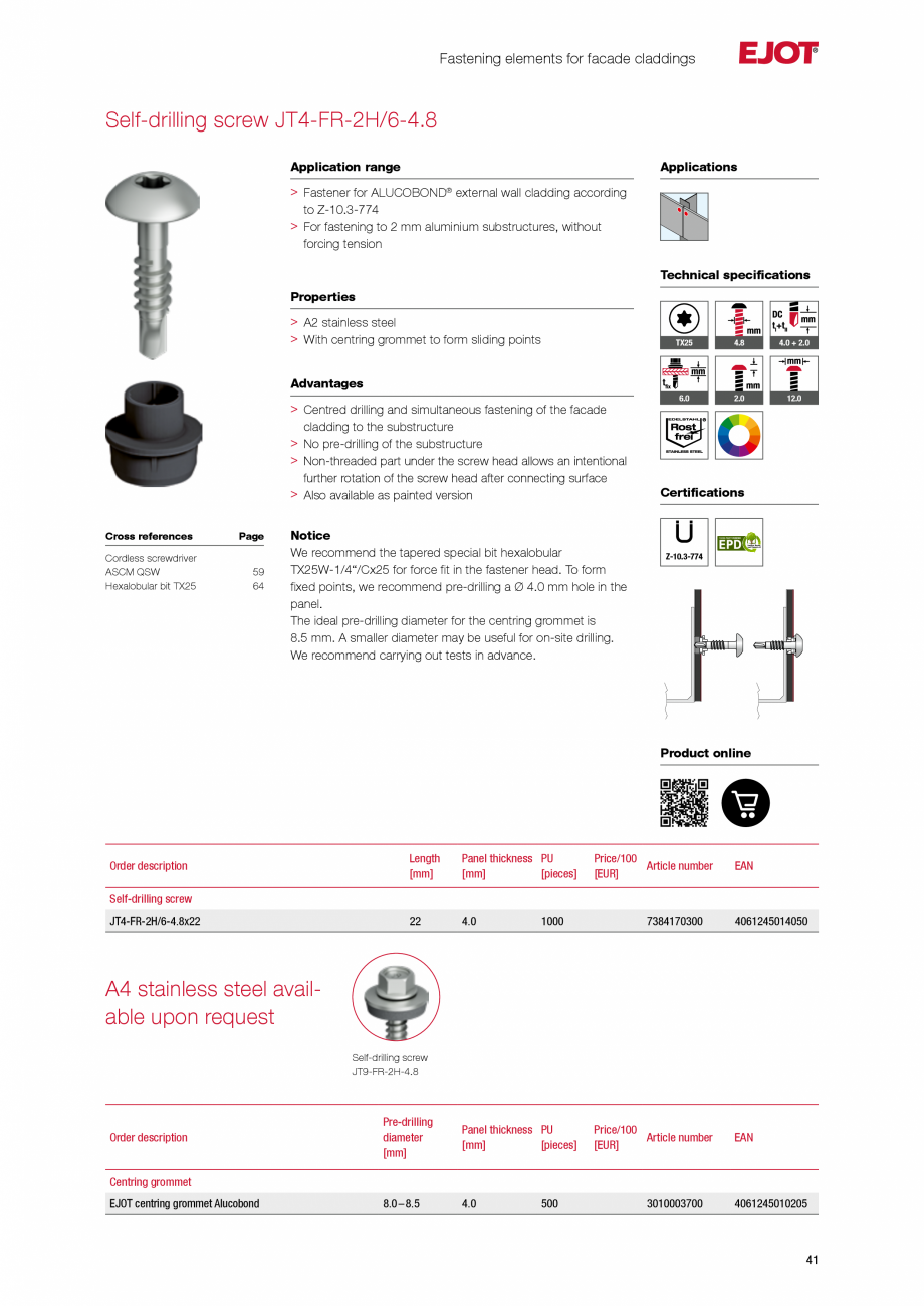Pagina 41-Fațade cu paravan &icirc;mpotriva ploii EJOT Catalog, brosura Engleza 
>
>
>
>
>
>

Strip-proof...