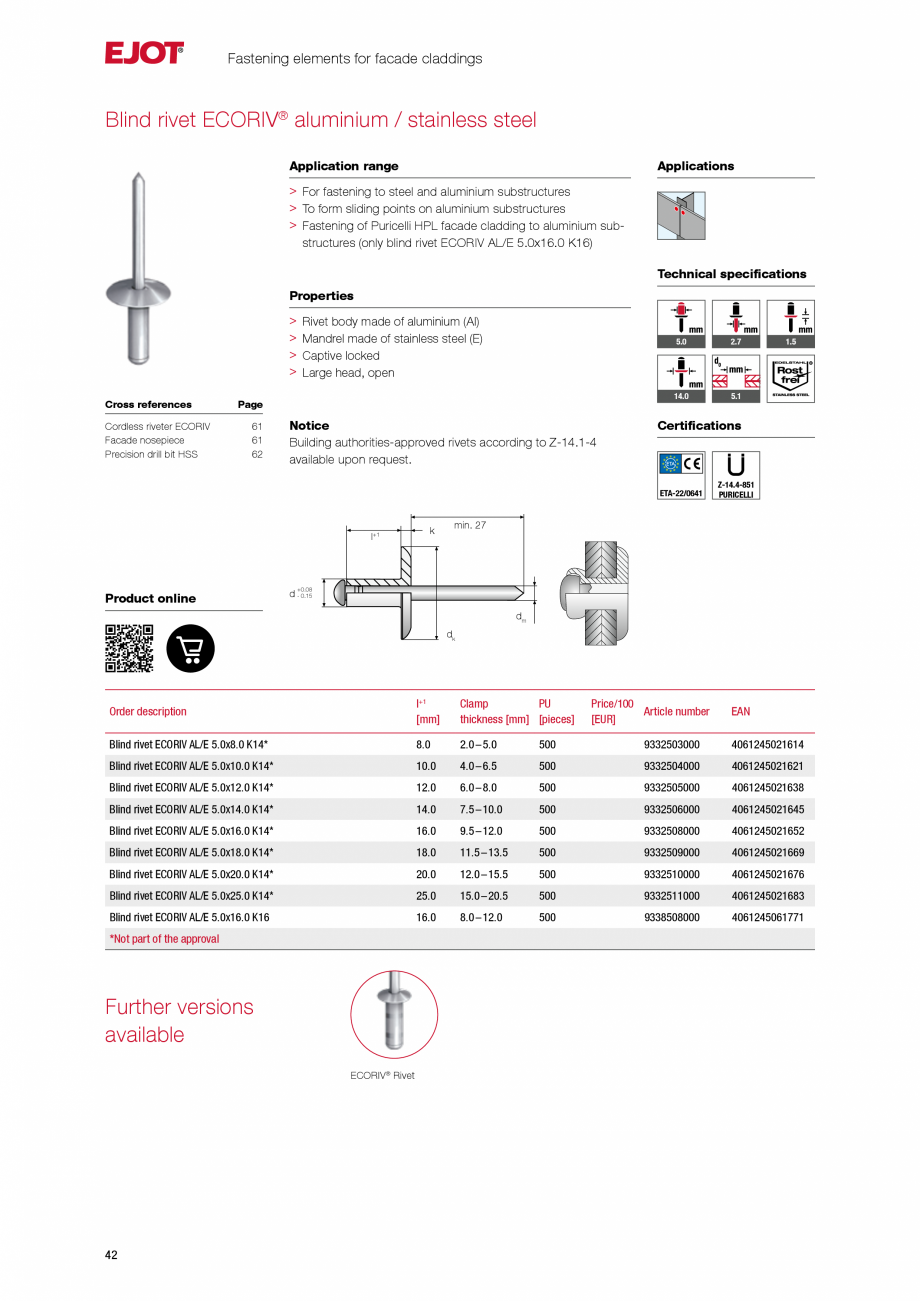 Pagina 42-Fațade cu paravan &icirc;mpotriva ploii EJOT Catalog, brosura Engleza >
>
>
>
>

Strip-proof
Firm...
