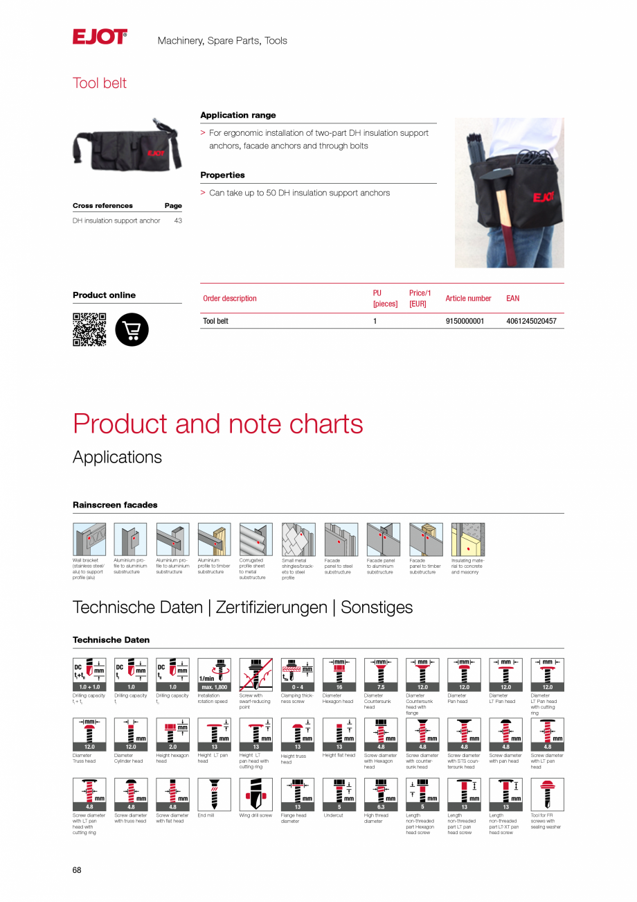 Pagina 68-Fațade cu paravan &icirc;mpotriva ploii EJOT Catalog, brosura Engleza m

Drill Ø masonry

68 mm
...