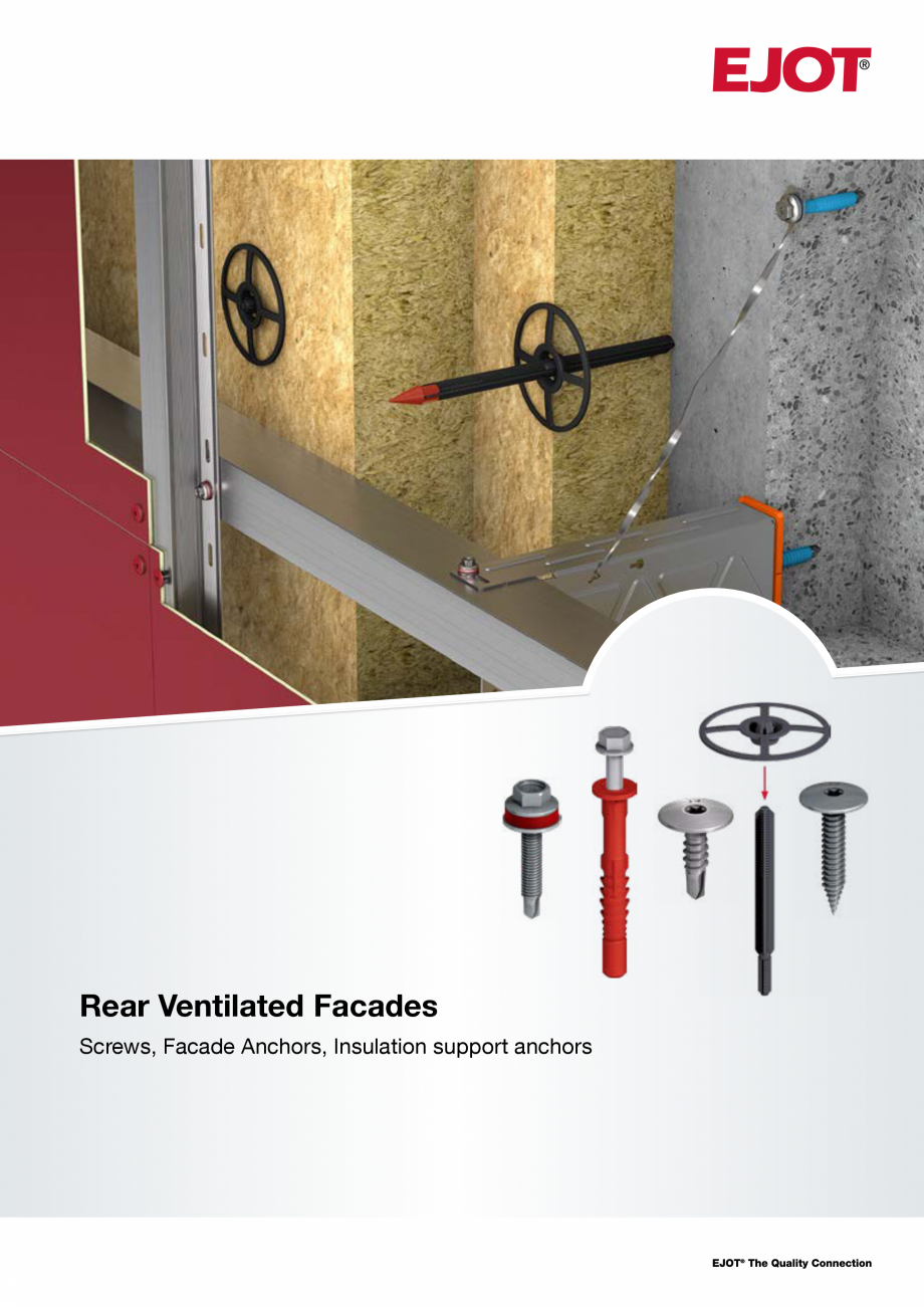 Pagina 1-Fixari fatade ventilate EJOT Catalog, brosura Engleza Rear Ventilated Facades
Screws, Facade Anchors...