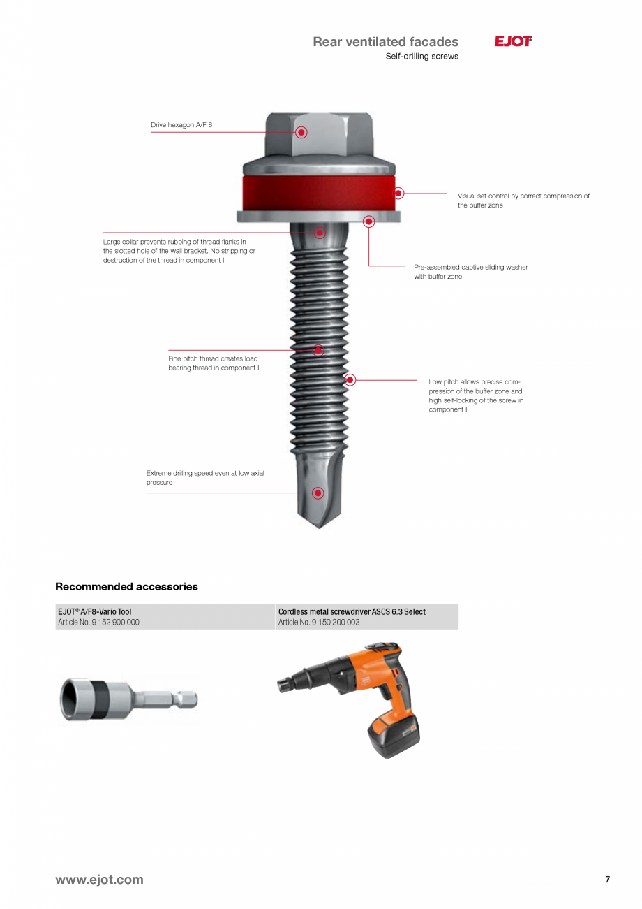 Pagina 7-Fixari fatade ventilate EJOT Catalog, brosura Engleza uffer zone


Fine
pitch thread creates load
...
