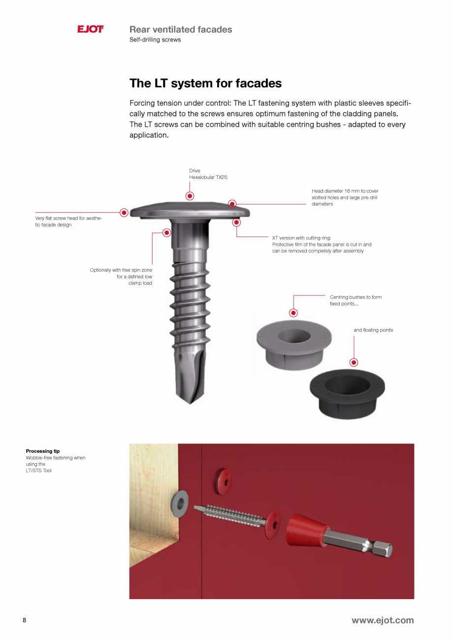 Pagina 8-Fixari fatade ventilate EJOT Catalog, brosura Engleza ly with free spin zone
for a defined low
clamp...