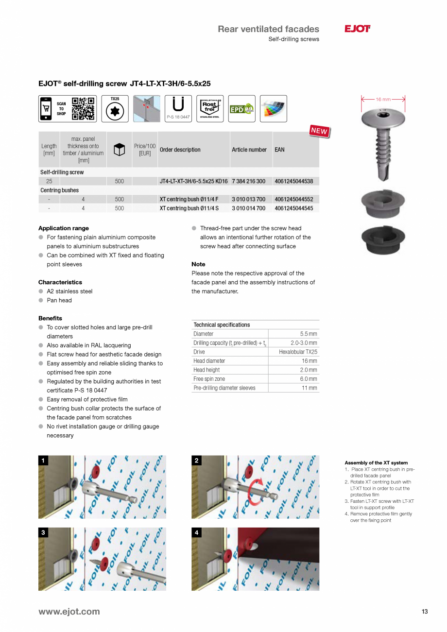 Pagina 13-Fixari fatade ventilate EJOT Catalog, brosura Engleza ntring bushes
2-3
2-3

Price/100
Order...