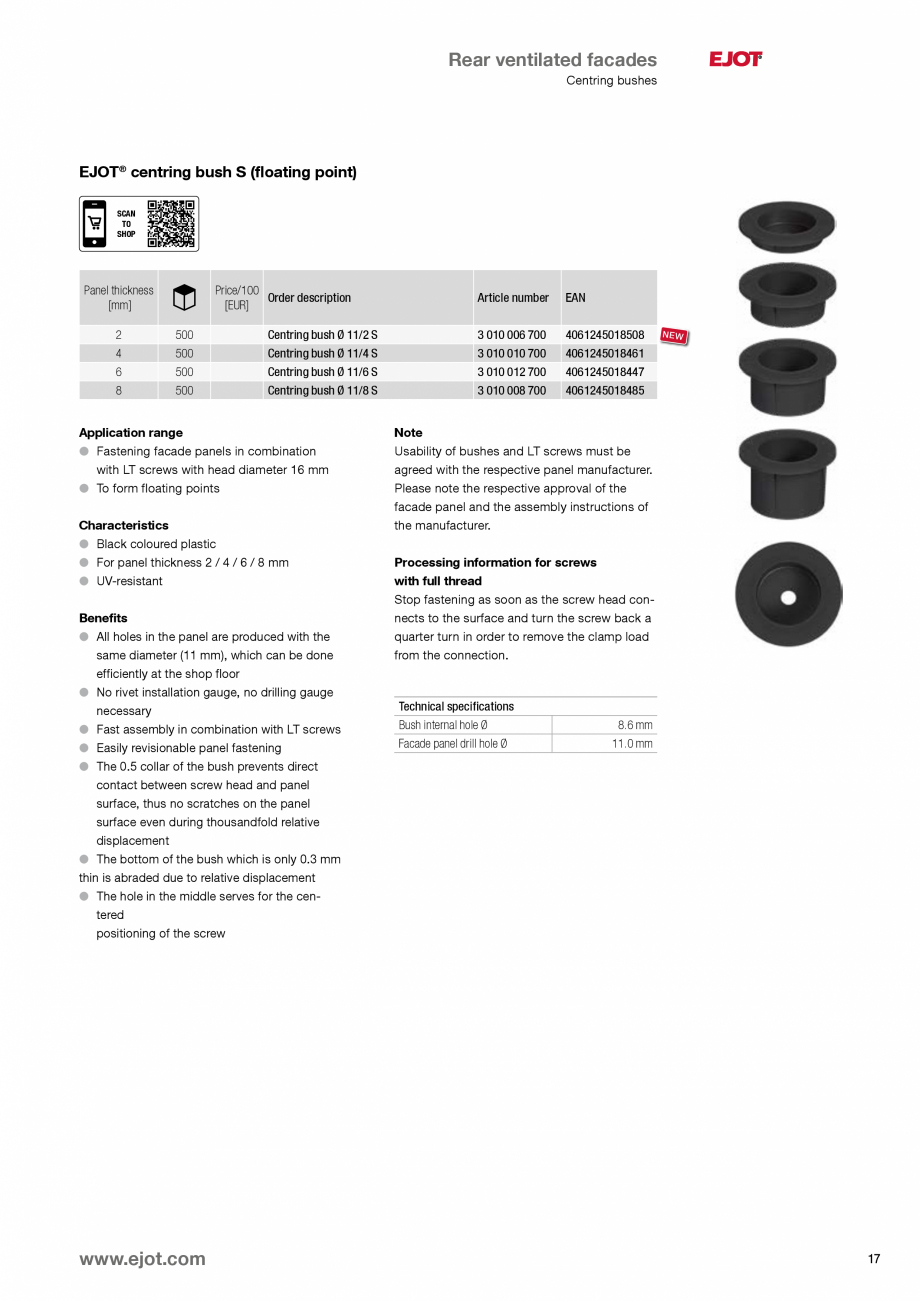 Pagina 17-Fixari fatade ventilate EJOT Catalog, brosura Engleza head for aesthetic facade design
ll...