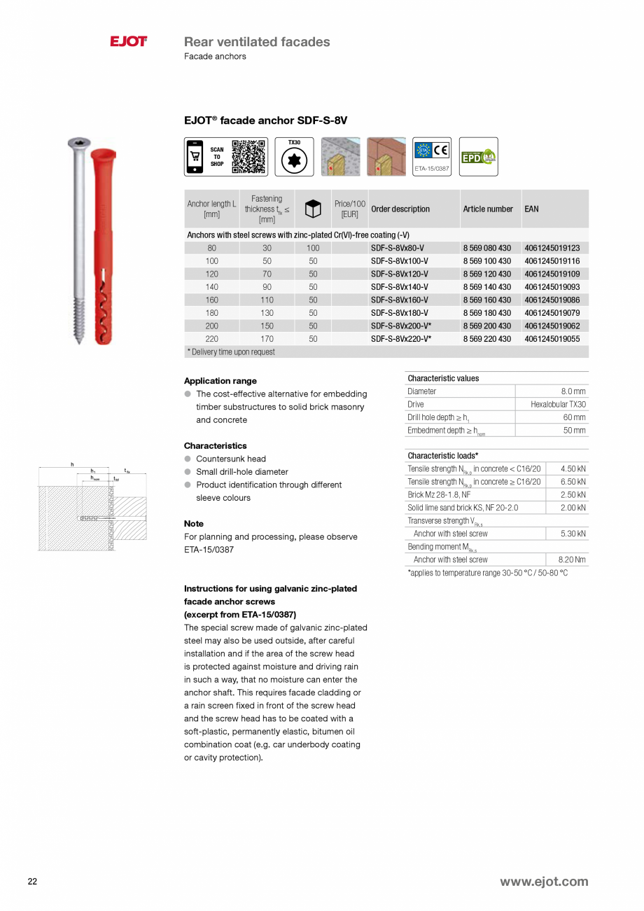 Pagina 22-Fixari fatade ventilate EJOT Catalog, brosura Engleza surface and turn the screw back a
quarter turn...