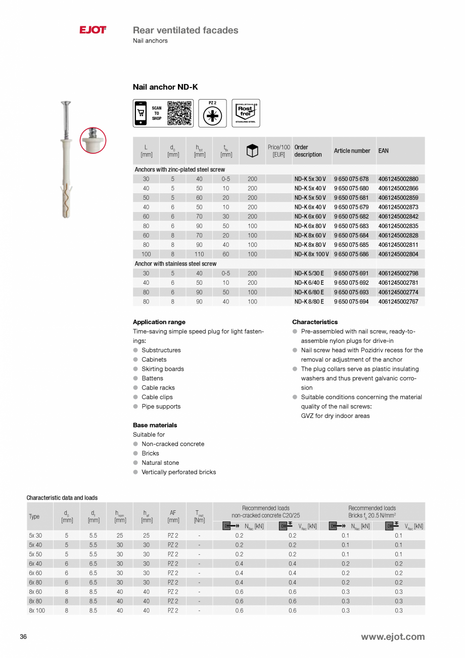 Pagina 36-Fixari fatade ventilate EJOT Catalog, brosura Engleza 18737
4061245018720
4061245018713...