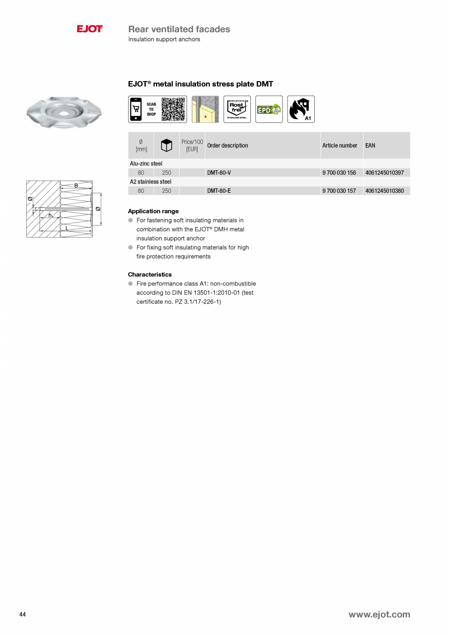 Pagina 44-Fixari fatade ventilate EJOT Catalog, brosura Engleza length L
thickness tfix ≤
[mm]
[mm]
...