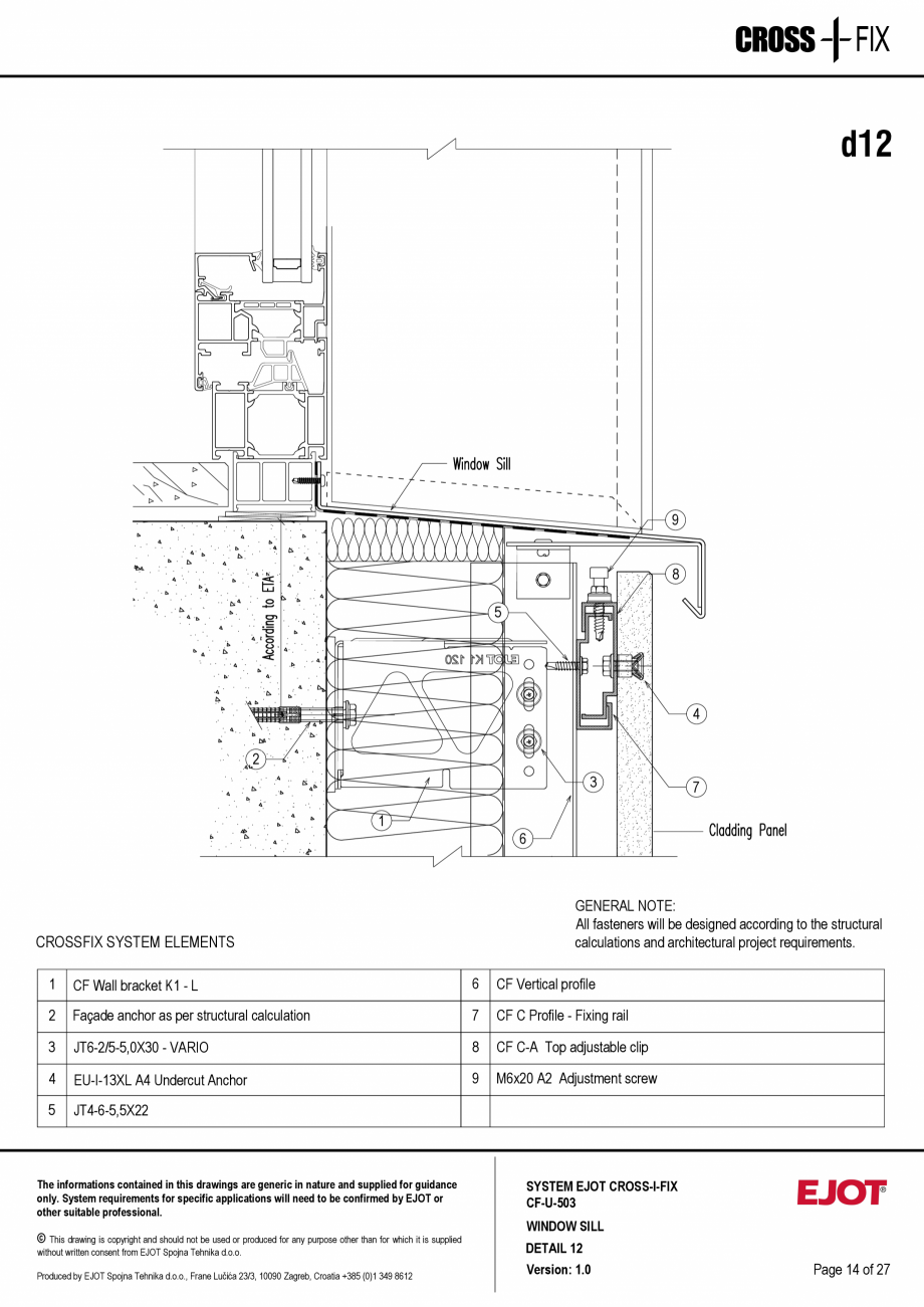 Pagina 15-Consola de inox pentru fatade ventilate CF-U-503 EJOT Crossfix&reg; Fisa tehnica Engleza nd supplied...