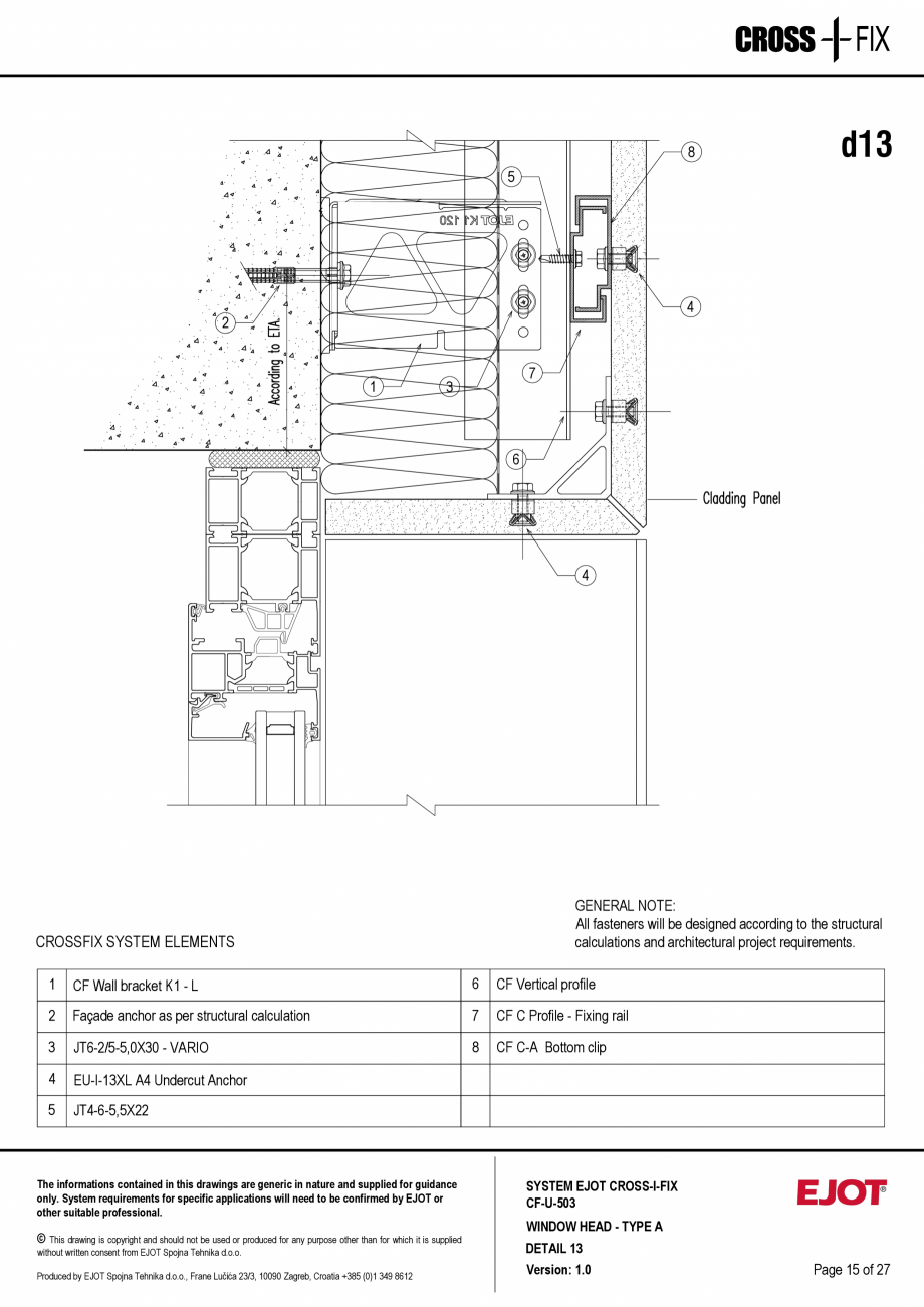 Pagina 16-Consola de inox pentru fatade ventilate CF-U-503 EJOT Crossfix&reg; Fisa tehnica Engleza re and...