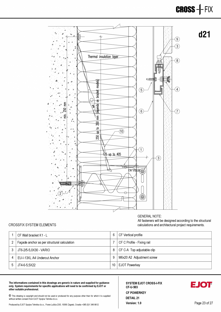 Pagina 24-Consola de inox pentru fatade ventilate CF-U-503 EJOT Crossfix&reg; Fisa tehnica Engleza ment screw
...