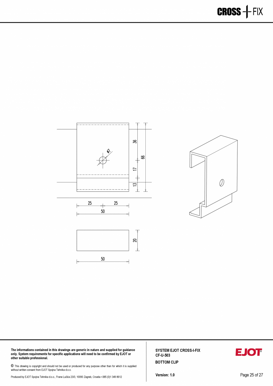 Pagina 26-Consola de inox pentru fatade ventilate CF-U-503 EJOT Crossfix&reg; Fisa tehnica Engleza © This...
