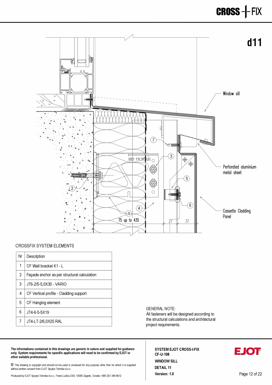 Pagina 13-Consola de inox pentru fatade ventilate CF-U-108 EJOT Crossfix&reg; Fisa tehnica Engleza DETAIL 11...