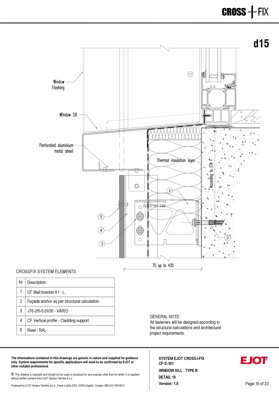 Pagina 17-Consola de inox pentru fatade ventilate CF-S-101 EJOT Crossfix&reg; Fisa tehnica Engleza WINDOW HEAD...