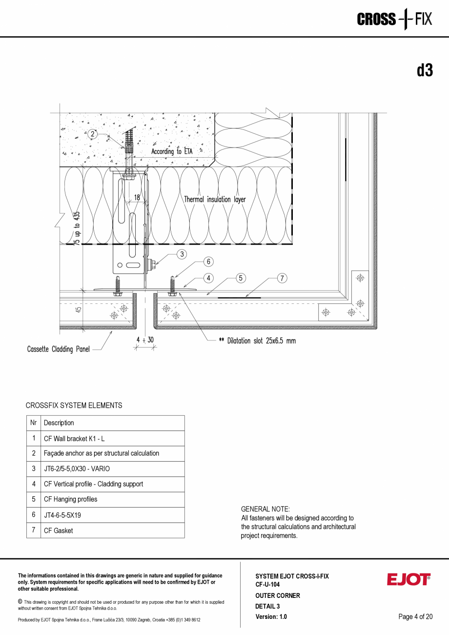 Pagina 5-Consola de inox pentru fatade ventilate CF-U-104 EJOT Crossfix&reg; Fisa tehnica Engleza ons and...