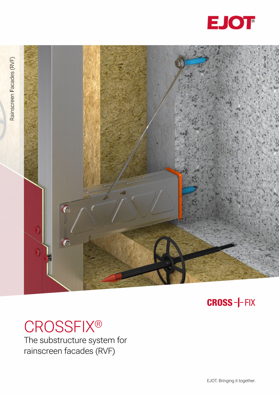 Pagina 1-Consola de inox pentru fatade ventilate EJOT Crossfix&reg; Catalog, brosura Engleza Rainscreen...