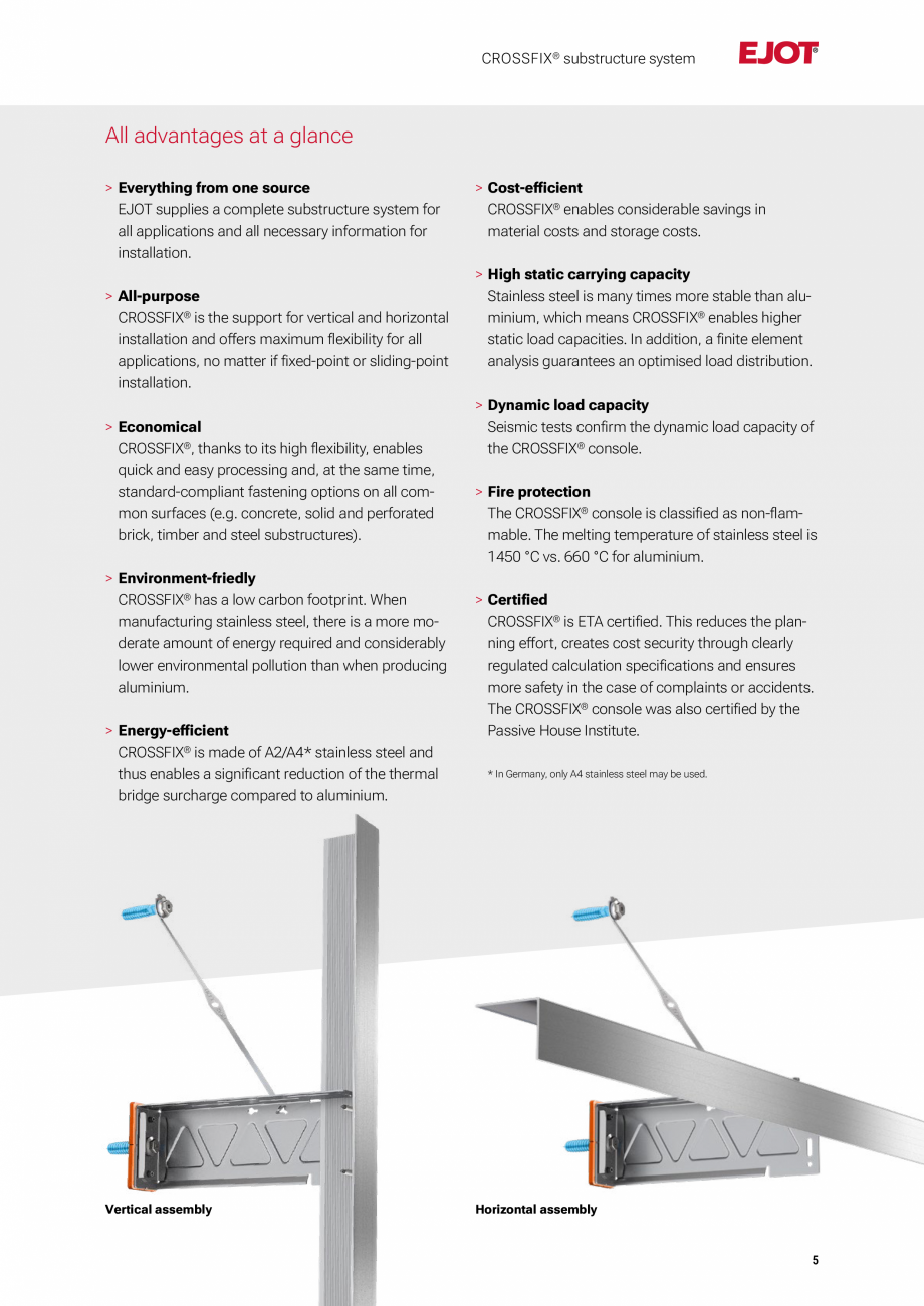 Pagina 5-Consola de inox pentru fatade ventilate EJOT Crossfix&reg; Catalog, brosura Engleza e surcharge...