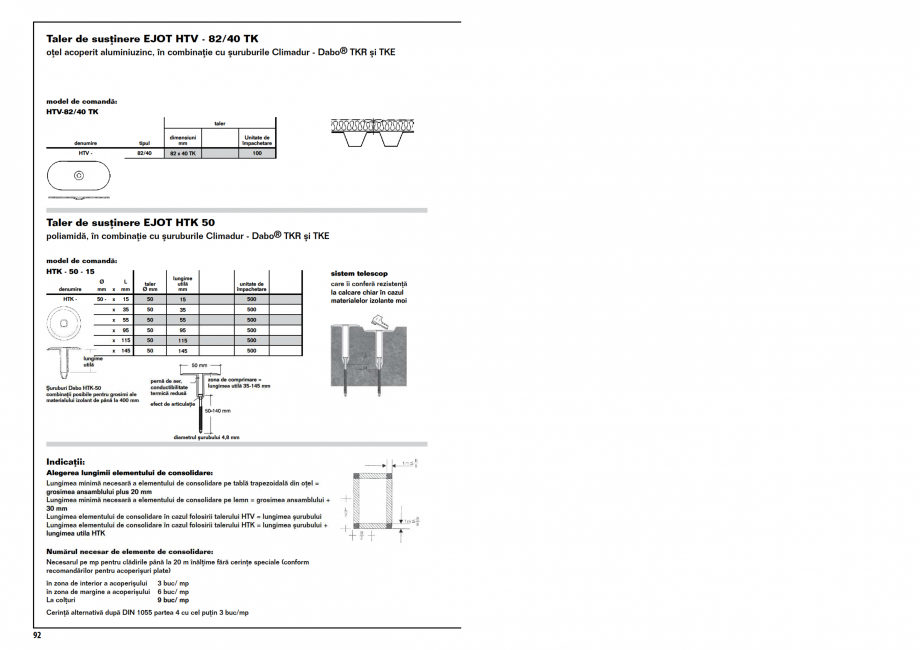 Pagina 1-Fisa tehnica taler de sustinere HTV - 82/40 TK EJOT Fisa tehnica Romana 