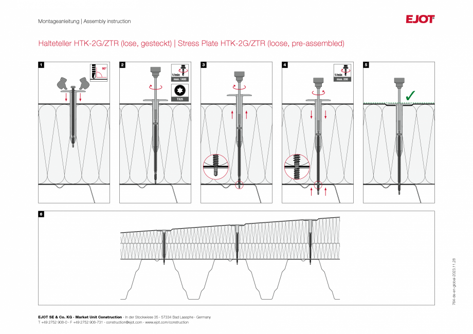 Pagina 1-Instructiuni montaj sistem de fixare pentru izolatii in panta EJOT HTG-2G/ZTR Instructiuni montaj,...