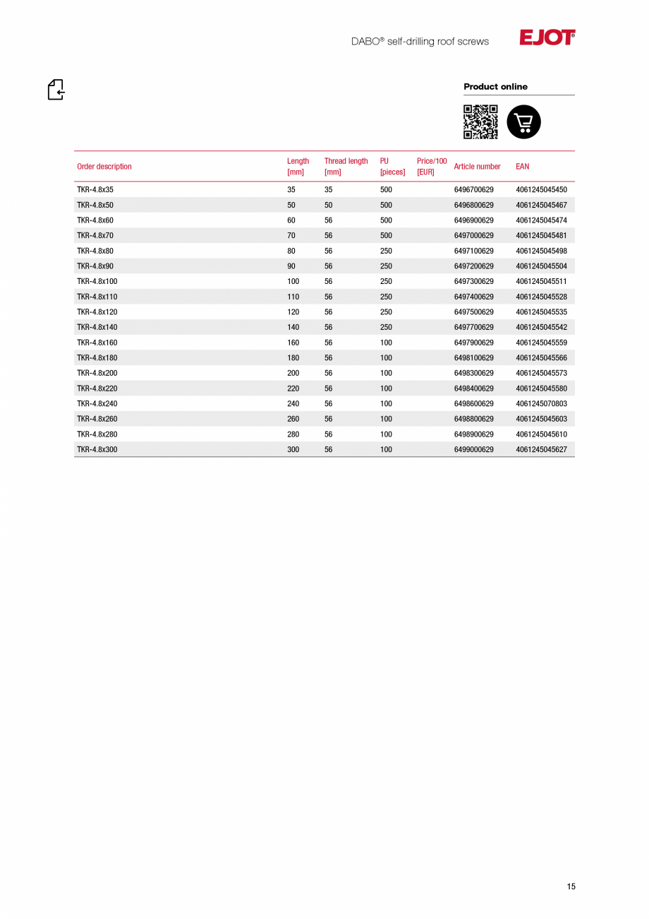 Pagina 14-Sisteme de fixare pentru acoperisuri plane EJOT Catalog, brosura Engleza 
•

VHT-E-4.8

•

•

...