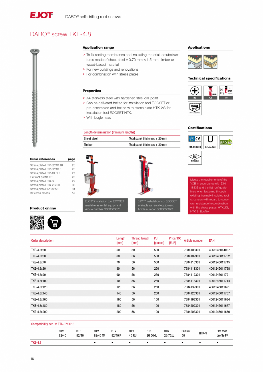 Pagina 15-Sisteme de fixare pentru acoperisuri plane EJOT Catalog, brosura Engleza ation with stress plates
> ...