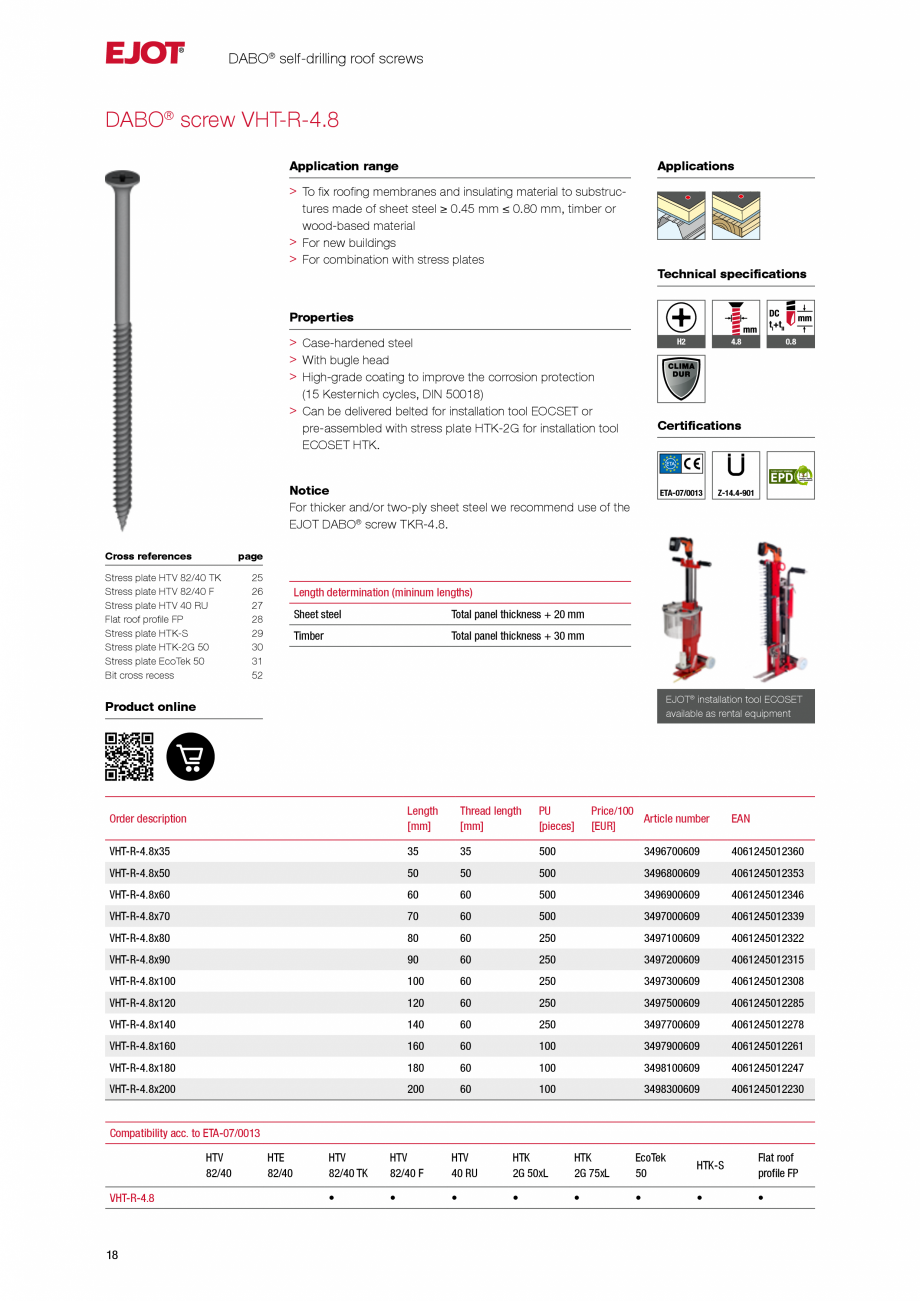 Pagina 17-Sisteme de fixare pentru acoperisuri plane EJOT Catalog, brosura Engleza 412

SW8RT-4.8x160 belted

...
