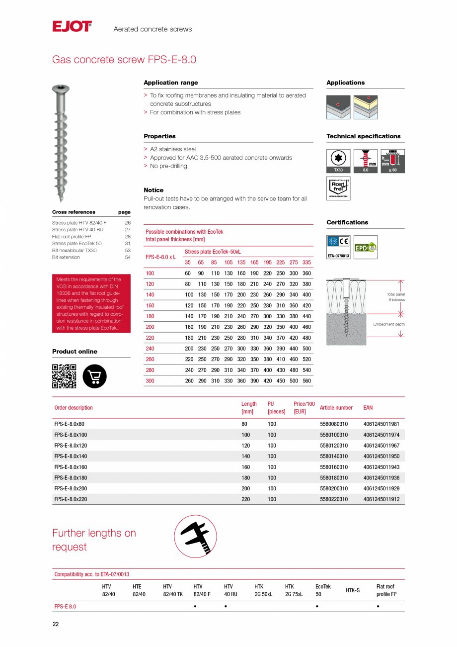 Pagina 21-Sisteme de fixare pentru acoperisuri plane EJOT Catalog, brosura Engleza  EcoTek 50
Bit cross recess...