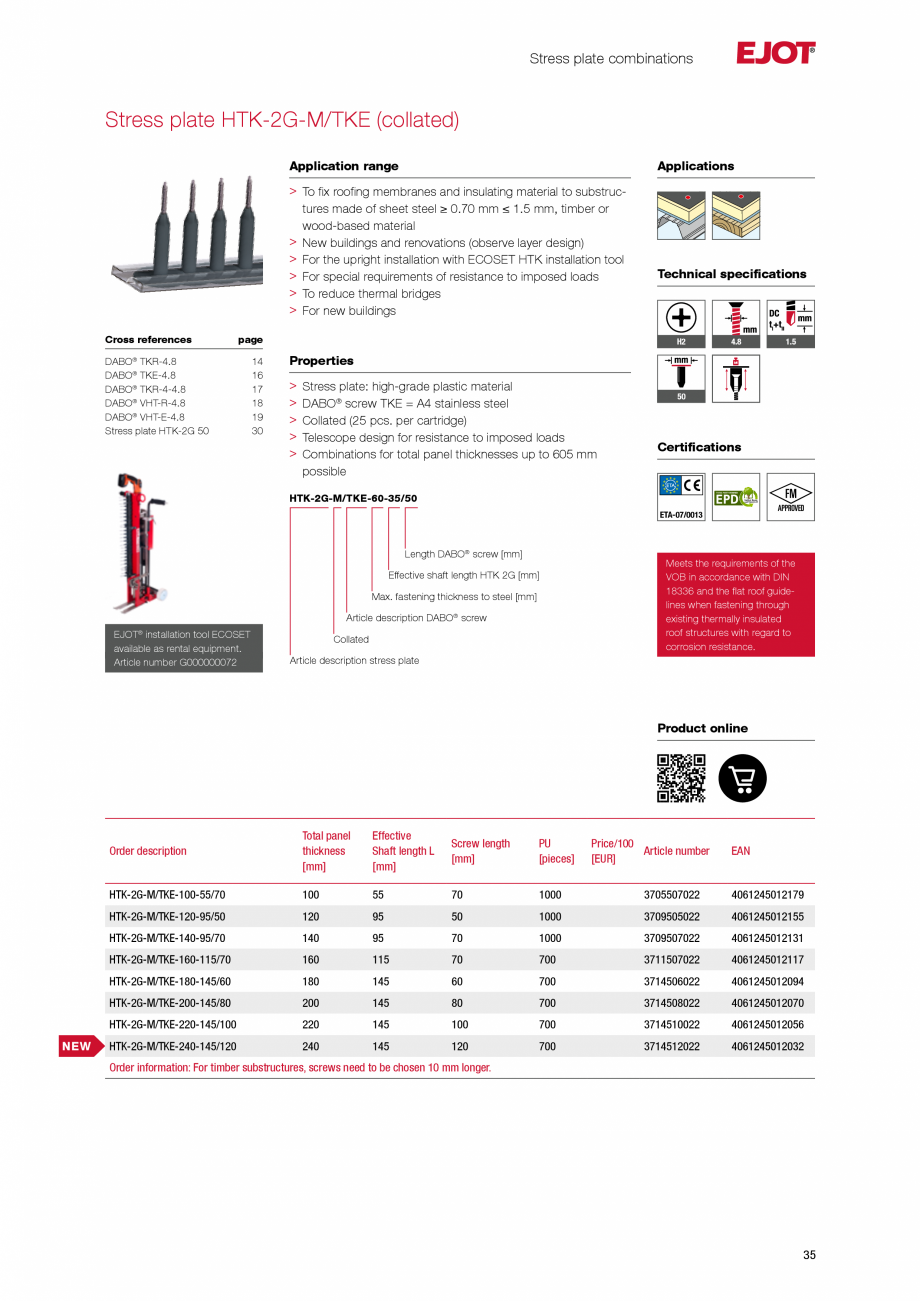 Pagina 35-Sisteme de fixare pentru acoperisuri plane EJOT Catalog, brosura Engleza 270 290 310 340 370 400 430...