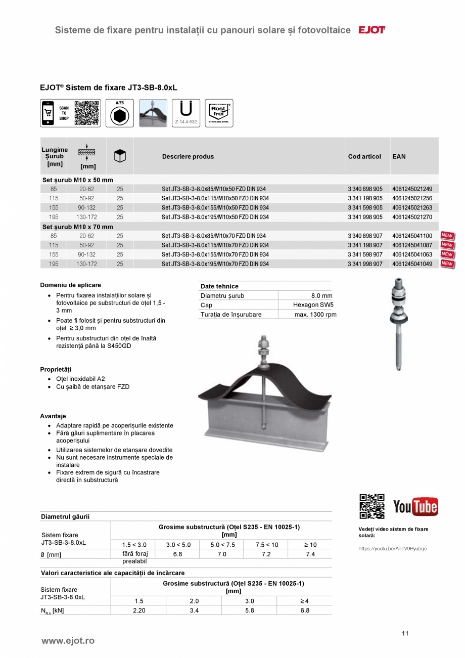 Pagina 11-Elemente de fixare pentru instalații solare și fotovoltaice EJOT  JT3-SB-3-8,0xL, ATB Plus, ORKAN ...